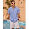 imageCOOFANDY Mens Linen Short Sleeve Button Down Shirts Casual Summer Beach Vacation ShirtsTrue Blue