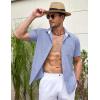 imageCOOFANDY Mens Linen Short Sleeve Button Down Shirts Casual Summer Beach Vacation ShirtsTrue Blue