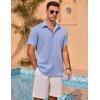 imageCOOFANDY Mens Linen Short Sleeve Button Down Shirts Casual Summer Beach Vacation ShirtsTrue Blue