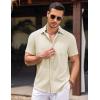 imageCOOFANDY Mens Linen Short Sleeve Button Down Shirts Casual Summer Beach Vacation ShirtsVanilla Ice