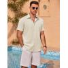 imageCOOFANDY Mens Linen Short Sleeve Button Down Shirts Casual Summer Beach Vacation ShirtsVanilla Ice