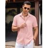 imageCOOFANDY Mens Linen Short Sleeve Button Down Shirts Casual Summer Beach Vacation ShirtsVeiled Rose