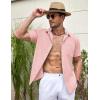 imageCOOFANDY Mens Linen Short Sleeve Button Down Shirts Casual Summer Beach Vacation ShirtsVeiled Rose