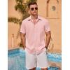 imageCOOFANDY Mens Linen Short Sleeve Button Down Shirts Casual Summer Beach Vacation ShirtsVeiled Rose