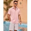 imageCOOFANDY Mens Linen Short Sleeve Button Down Shirts Casual Summer Beach Vacation ShirtsVeiled Rose