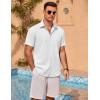 imageCOOFANDY Mens Linen Short Sleeve Button Down Shirts Casual Summer Beach Vacation ShirtsWhite