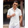imageCOOFANDY Mens Linen Short Sleeve Button Down Shirts Casual Summer Beach Vacation ShirtsWhite