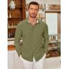 imageCOOFANDY Mens Long Sleeve Button Down Shirts Casual Untucked Shirt Regular Fit Dress ShirtArmy Green