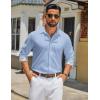 imageCOOFANDY Mens Long Sleeve Button Down Shirts Casual Untucked Shirt Regular Fit Dress ShirtClear Blue
