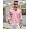 imageCOOFANDY Mens Long Sleeve Button Down Shirts Casual Untucked Shirt Regular Fit Dress ShirtPink