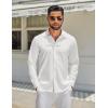 imageCOOFANDY Mens Long Sleeve Button Down Shirts Casual Untucked Shirt Regular Fit Dress ShirtWhite