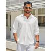 imageCOOFANDY Mens Long Sleeve Button Down Shirts Casual Untucked Shirt Regular Fit Dress ShirtWhite