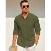 imageCOOFANDY Mens Long Sleeve Cotton Linen Shirt Beach Button Down Shirts Casual Button Up Shirt Summer Yoga Tops with PocketArmy Green