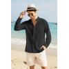 imageCOOFANDY Mens Long Sleeve Cotton Linen Shirt Beach Button Down Shirts Casual Button Up Shirt Summer Yoga Tops with PocketBlack
