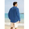 imageCOOFANDY Mens Long Sleeve Cotton Linen Shirt Beach Button Down Shirts Casual Button Up Shirt Summer Yoga Tops with PocketDenim Blue