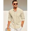 imageCOOFANDY Mens Long Sleeve Cotton Linen Shirt Beach Button Down Shirts Casual Button Up Shirt Summer Yoga Tops with PocketKhaki