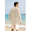 imageCOOFANDY Mens Long Sleeve Cotton Linen Shirt Beach Button Down Shirts Casual Button Up Shirt Summer Yoga Tops with PocketKhaki