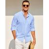 imageCOOFANDY Mens Long Sleeve Cotton Linen Shirt Beach Button Down Shirts Casual Button Up Shirt Summer Yoga Tops with PocketSky Blue