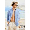 imageCOOFANDY Mens Long Sleeve Cotton Linen Shirt Beach Button Down Shirts Casual Button Up Shirt Summer Yoga Tops with PocketSky Blue