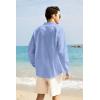 imageCOOFANDY Mens Long Sleeve Cotton Linen Shirt Beach Button Down Shirts Casual Button Up Shirt Summer Yoga Tops with PocketSky Blue