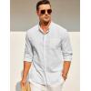 imageCOOFANDY Mens Long Sleeve Cotton Linen Shirt Beach Button Down Shirts Casual Button Up Shirt Summer Yoga Tops with PocketWhite