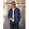 imageCOOFANDY Mens Long Sleeve Flannel Shirts Fashion Plaid Jacket Casual Button Down Shirt with PocketsBlack Blue