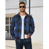 imageCOOFANDY Mens Long Sleeve Flannel Shirts Fashion Plaid Jacket Casual Button Down Shirt with PocketsBlack Blue