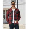 imageCOOFANDY Mens Long Sleeve Flannel Shirts Fashion Plaid Jacket Casual Button Down Shirt with PocketsBlack Red