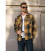imageCOOFANDY Mens Long Sleeve Flannel Shirts Fashion Plaid Jacket Casual Button Down Shirt with PocketsBlack Yellow