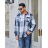 imageCOOFANDY Mens Long Sleeve Flannel Shirts Fashion Plaid Jacket Casual Button Down Shirt with PocketsBlue