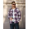 imageCOOFANDY Mens Long Sleeve Flannel Shirts Fashion Plaid Jacket Casual Button Down Shirt with PocketsBlue Redline