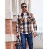 imageCOOFANDY Mens Long Sleeve Flannel Shirts Fashion Plaid Jacket Casual Button Down Shirt with PocketsKhakiblack