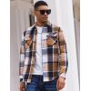imageCOOFANDY Mens Long Sleeve Flannel Shirts Fashion Plaid Jacket Casual Button Down Shirt with PocketsKhakiblack