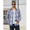 imageCOOFANDY Mens Long Sleeve Flannel Shirts Fashion Plaid Jacket Casual Button Down Shirt with PocketsLight Blue