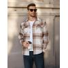 imageCOOFANDY Mens Long Sleeve Flannel Shirts Fashion Plaid Jacket Casual Button Down Shirt with PocketsLight Khaki