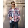 imageCOOFANDY Mens Long Sleeve Flannel Shirts Fashion Plaid Jacket Casual Button Down Shirt with PocketsRed Blue