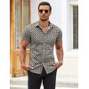 imageCOOFANDY Mens Muscle Fit Dress Shirts WrinkleFree Short Sleeve Casual Button Down Shirt3d Blocks
