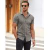 imageCOOFANDY Mens Muscle Fit Dress Shirts WrinkleFree Short Sleeve Casual Button Down Shirt3d Blocks