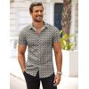 imageCOOFANDY Mens Muscle Fit Dress Shirts WrinkleFree Short Sleeve Casual Button Down Shirt3d Blocks