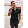 imageCOOFANDY Mens Muscle Fit Dress Shirts WrinkleFree Short Sleeve Casual Button Down ShirtBlack