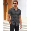 imageCOOFANDY Mens Muscle Fit Dress Shirts WrinkleFree Short Sleeve Casual Button Down ShirtBlacktexture