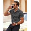 imageCOOFANDY Mens Muscle Fit Dress Shirts WrinkleFree Short Sleeve Casual Button Down ShirtBlacktexture