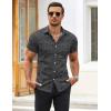 imageCOOFANDY Mens Muscle Fit Dress Shirts WrinkleFree Short Sleeve Casual Button Down ShirtBlacktexture