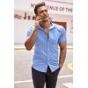 imageCOOFANDY Mens Muscle Fit Dress Shirts WrinkleFree Short Sleeve Casual Button Down ShirtBlue