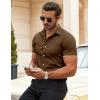 imageCOOFANDY Mens Muscle Fit Dress Shirts WrinkleFree Short Sleeve Casual Button Down ShirtBrown