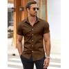 imageCOOFANDY Mens Muscle Fit Dress Shirts WrinkleFree Short Sleeve Casual Button Down ShirtBrown