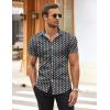 imageCOOFANDY Mens Muscle Fit Dress Shirts WrinkleFree Short Sleeve Casual Button Down ShirtFloral Black2