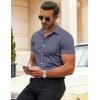 imageCOOFANDY Mens Muscle Fit Dress Shirts WrinkleFree Short Sleeve Casual Button Down ShirtFloral Blue1