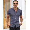 imageCOOFANDY Mens Muscle Fit Dress Shirts WrinkleFree Short Sleeve Casual Button Down ShirtFloral Blue1