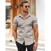imageCOOFANDY Mens Muscle Fit Dress Shirts WrinkleFree Short Sleeve Casual Button Down ShirtGreyBeige1